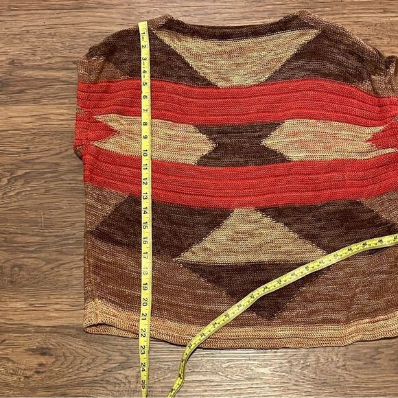 Lauren Ralph Lauren Aztec Geometric Sleeveless Knit Sweater Red Tan Brown S/M - Picture 9 of 11
